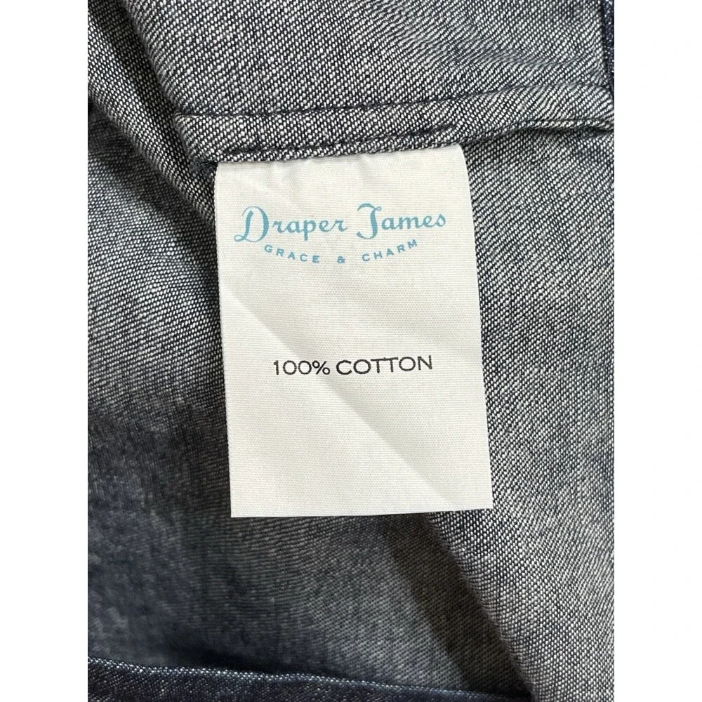 Draper James Denim Blue Chambray Ruffle Shift Dress Sz 8 Western Preppy Church - Picture 15 of 16